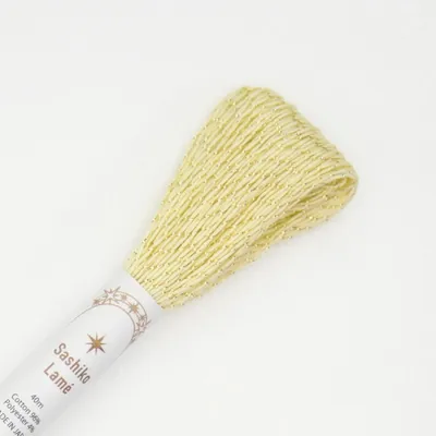 Image de Olympus Sashiko Fil Lame en coton, écheveau, couleur 7, jaune clair, env. 40 m, fabriqué au Japon