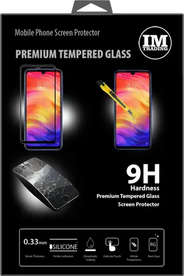 The image shows the packaging for a mobile phone screen protector.