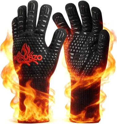 Imagen del producto de Guantes resistentes al calor para parrilla, hasta 500 °C, antideslizantes, ideales para barbacoas