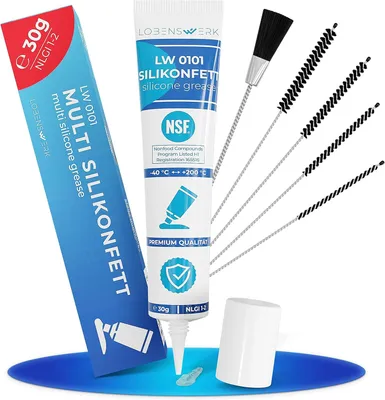Produktbild von LOBENSWERK 30g Silikonfett für Kaffeevollautomaten [inkl. Milchschlauchbürsten] Schmierfett für Armaturen, Dichtungen, O-Ringe - Armaturenfett