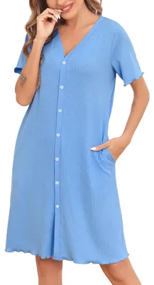 Immagine prodotto di Solidchoice - Camicia da notte a maniche corte con scollo a V, modello donna