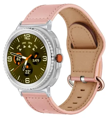 Image de Pour Samsung Galaxy Watch 8 / 8 Classic : bracelet en cuir véritable avec boucle ardillon, rose