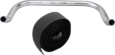 Produktbild von Bullhorn Fixie Singlespeed Lenker [Silber 440 mm] mit Lenkerband Schwarz