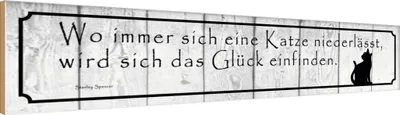 Produktbild von vianmo Holzschild 10x46 cm wo Katze niederlässt wird Glück Tier Haustier