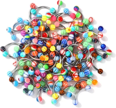 Imagen del producto de Juego de piercings: varilla para cejas y piercing para ombligo corto, de 2 piezas, para piercings