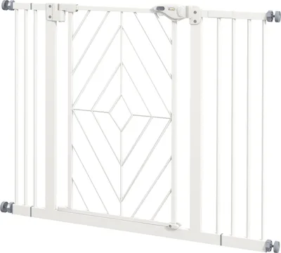 Zdjęcie produktu dla Bramka Schodowa Dla Psów Automatyczna Bariera Bez Wiercenia 74-100Cm Biała