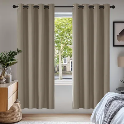 Produktbild von Blickdichte Ösengardinen Verdunkelung Hitzeschutz 175x140cm Taupe 2er Set