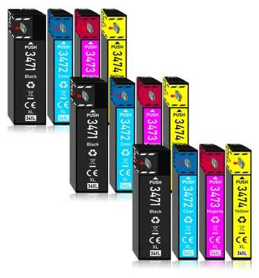 Produktbild von 12er Pack Druckerpatronen 34 34XL kompatibel mit Epson WF-3725