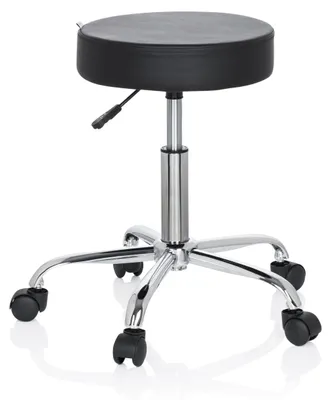 Produktbild von hjh OFFICE Drehhocker OPERATOR II Rollhocker Arbeitshocker, Ergonomischer Hocker für Büro Praxis Homeoffice, Kunstleder