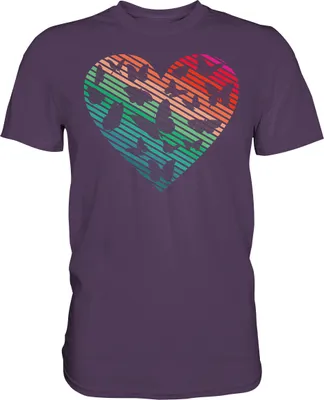 Produktbild von Frauen Retro Schmetterling Herz T-Shirt – Urban Purple / XL
