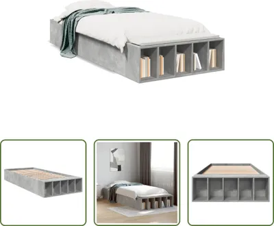 Produktbild von The Living Store Bettgestell Betongrau 90x200 cm Holzwerkstoff