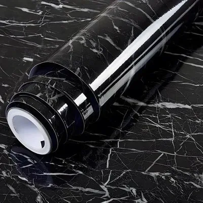 Immagine prodotto di Pellicola adesiva da cucina, pellicola adesiva da cucina con motivo marmo nero, 40 cm x 5 m, pellicola adesiva da cucina, impermeabile.