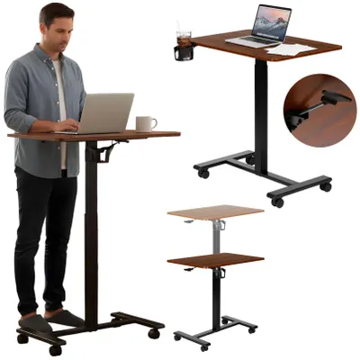 Zdjęcie produktu dla Biurko Pod Laptopa Mobilne Regulowane Składane 70X48 Cm Stolik Na Kółkach