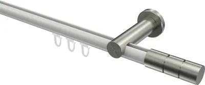 Produktbild von Interdeco Innenlaufstange / Gardinenstange mit Innenlauf Weiß / Edelstahl-Optik, Typ Platon Elanto (Rillenzylinder), 20 mm Ø 1-läufig, 280 cm