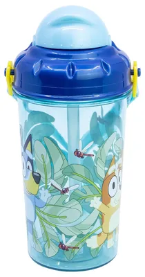 Produktbild von Trinkflasche Kinder 465ml Bluey mit Strohhalm - BPA-frei, Kunststoff, Deckel,