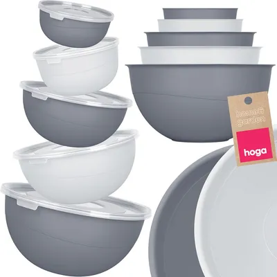 Produktbild von Hoga Küchenschüssel-Set mit Deckeln, 10-teilig, Grau