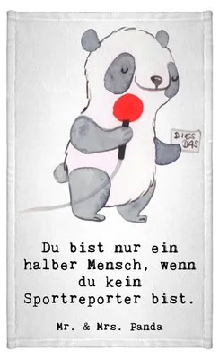 Produktbild von Mr. & Mrs. Panda Handtuch Sportreporter Herz - Weiß - Geschenk, Gästetuch, Mini-Handtuch, Kleines, Gästehandtuch 30x50, gäste wc