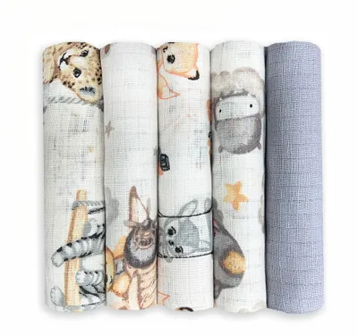 Produktbild von DOLCE SONNO Tetra-Stoffwindeln – 5 Stück – Bunte Windeln aus 100% Baumwolle – Spucktücher – Set 12
