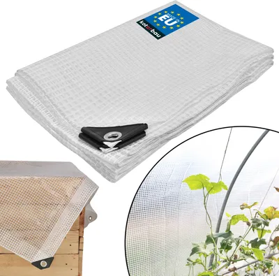Obrázek produktu pro KOTARBAU® Plachta s očky 120 g/m² průhledná 2x4 m krycí plachta fólie do skleníku voděodolná průhledná univerzální síťovaná fólie