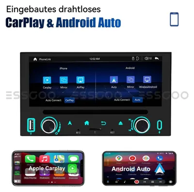 Zdjęcie produktu dla Radio samochodowe 2 DIN z ekranem dotykowym, obsługujące Android Auto i Apple CarPlay, z Bluetooth 5.0, zestawem głośnomówiącym, sterowaniem z kierownicy, wejściami USB i AUX, tunerem FM z RDS, mocą 4x45 Watt oraz 6 GB pamięci RAM i 128 GB pamięci wewnętrznej