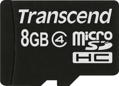 Zdjęcie produktu dla Transcend TS8GUSDC4, 8 GB, MicroSDHC, Klasa 4, Czarny