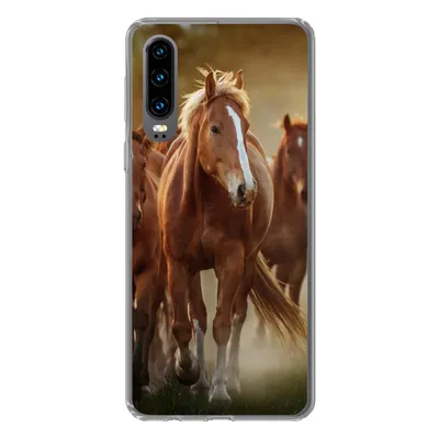 Produktbild von MuchoWow® Handyhülle Schutzhülle Hülle für Huawei P30 Pferde - Licht - Natur Silikon Softcase Handy Hülle - Kartenbesitzer
