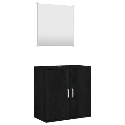 Image de vidaXL Ensemble de meubles de salle de bain 2 pièces noir en bois composite