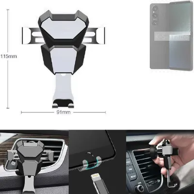 Produktbild von K-S-Trade Lüftungshalterung kompatibel mit Sony Xperia 1 V kompakte Handy-Halterung Lüftungsschlitz Lüftungsgitter Autohalterung KFZ Auto-Halterung