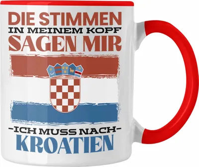 Produktbild von Trendation - Kroatien Tasse Urlaub Heimat Geschenk Spruch Kroatie Geschenkidee (Rot)