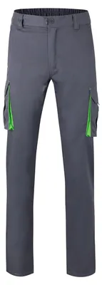 Produktbild von Velilla 103024S; Stretch-Hose mit mehreren Taschen; Farbe Grau und Limettengrün; Größe 50