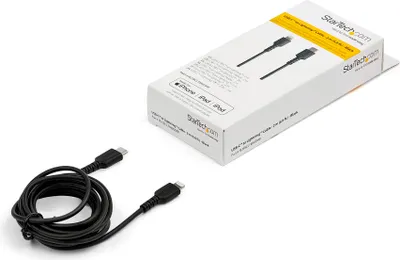 Image de StarTech.com Câble USB-C vers Lightning de 2m - Fibre aramide ultra-résistante et robuste - Câble USB type-C vers Lightning - Câble de charge/synchronisation - Apple MFi iPad/iPhone 12 - Noir (RUSBCLTMM2MB)