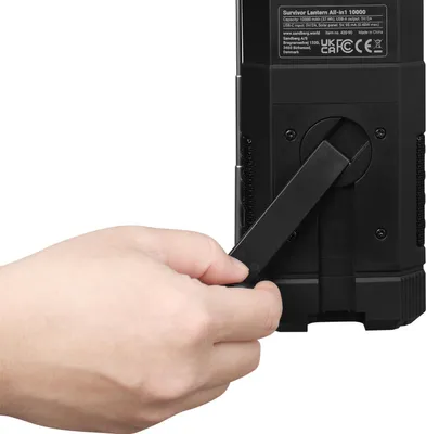 Produktbild von Sandberg Survivor Lantern All-in1 10000, Batteriebetriebene Campingleuchte, Schwarz, IPX5, LED, USB C, Batterie
