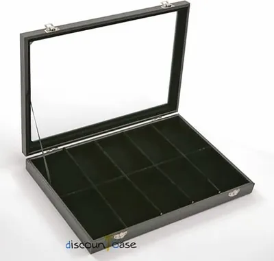 Produktbild von Sinoba Schmucklade Schmuckkasten Schaukasten Schmuckdisplay mit Glasdeckel (10 Fächer)