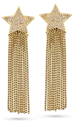Produktbild von CO88 Collection Ohrringe für Damen – Ohrringe mit Anhänger – Ø 20,8 mm Stern – Zirkonia – 7 cm Länge – Stahl – Goldfarben – 8CE-70532