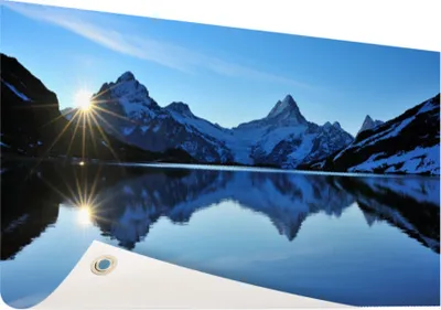 Produktbild von Gartenposter - 60x40 cm - Ein See umgeben von schneebedeckten Bergen  - Modernes Wandbilder