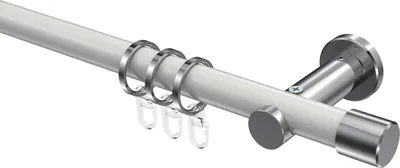 Produktbild von Interdeco Gardinenstange / Vorhangstange Weiß / Chrom, Typ Platon Santo (Kappe), 20 mm Ø 1-läufig, 320 cm
