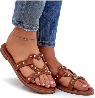 Produktbild von Verzierte Flache Damensandalen Camel Adivrae 41