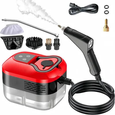 Produktbild von Tragbarer Dampfreiniger 1500W, 6 Einstellbaren Geschwindigkeiten, 4 Bürstenköp, Hochdruck Handdampfreinig mit 1200ML Tank, für Zuhause Küche Auto