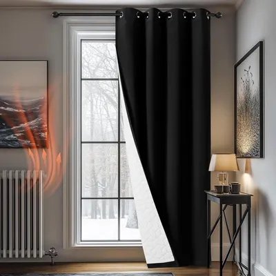 Productafbeelding van Thermisch Deurgordijn - Verduisterend en Isolerend - 1 Paneel - Zwart - 132 x 214 cm