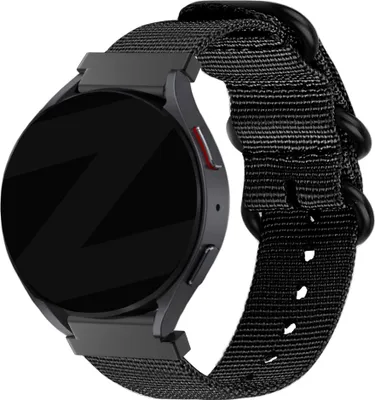 Produktbild von Bandz Universal 22mm Nylonband mit Schnalle passend für Samsung Galaxy 3 45mm / Watch 1 46mm / Gear S3 Classic & Frontier - Polar Vantage M / M2 / Grit X - Huawei Watch GT 1/2/3 46mm / GT 2 Pro - Schwarz