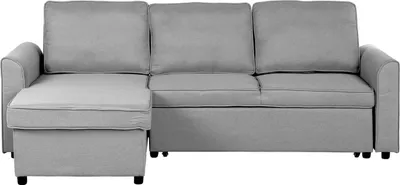 Produktbild von BELIANI Ecksofa Hellgrau Polsterbezug L-Förmig Rechtsseitig Schlaffunktion Modern Wohnzimmer