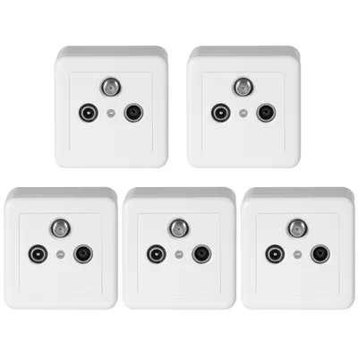 Produktbild von ORSEM 5x Satdose 3-fach Antennendose für Aufputz & Unterputz (Stich- oder Enddose) SAT Dose mit Abdeckung & Rahmen HD 4K TV Radio SAT DVB-S DVB-T2