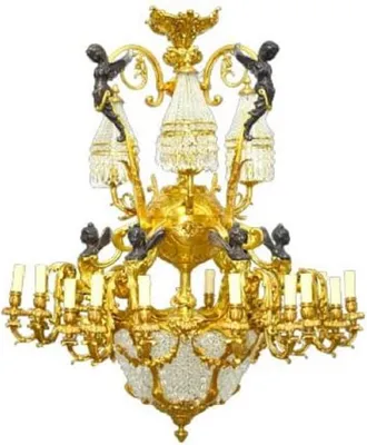 Obrázek produktu pro Casa Padrino barokní křišťálový lustr angel gold / black - lustr do obývacího pokoje v barokním stylu - Hotelový lustr - Barokní křišťálová světla - Barokní nábytek