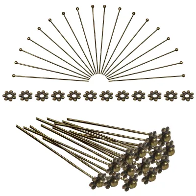 200 Stück 50 mm Antikbronze Messing-Kopfstecknadeln