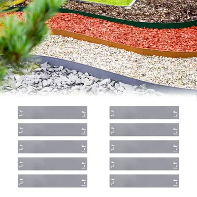 Immagine prodotto di Set di 10 bordure per aiuole 18,5 cm x 120 cm | Aiuole giardino | Cordoli per aiuole, colore: grigio