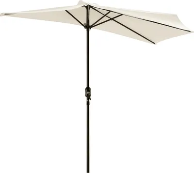 Image de Outsunny Demi parasol - parasol de balcon 5 entretoises mšŠtal 2,93 x 1,5 x 2,49 m polyester haute densitšŠ crššme