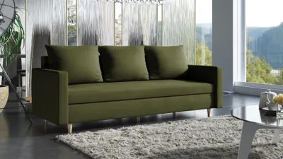 Productafbeelding van AX LIVING Hyden 3-zitsbank met slaapfunctie, 222 cm breed, in olijgroen