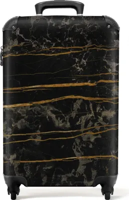Obrázek produktu pro NoBoringSuitcases.com® Kufr Příruční zavazadlo Trolley Rolling suitcase Malý cestovní kufr na 4 kolečkách - Marble - Black - Gold - Marble look - Cabin Size < 55x40x23 cm & 55x40x20 cm - Foto kufr - Cabin suitcase - Board luggagePříruční zavazadlo Kufr 55x35x20 cm, 36L,