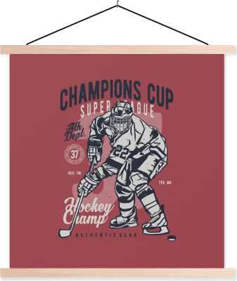 Produktbild von MuchoWow® Textilposter Eishockey - Schlittschuhe - Vintage 120x120 cm mit holzfarbenen Rahmen - Textil-Poster