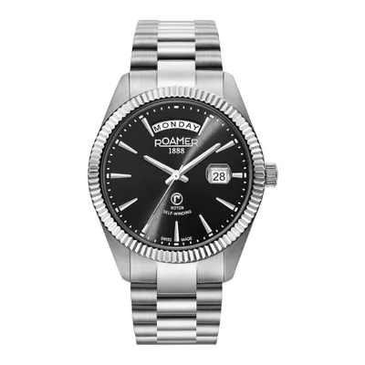 A studio shot of a men's wristwatch on a white background.